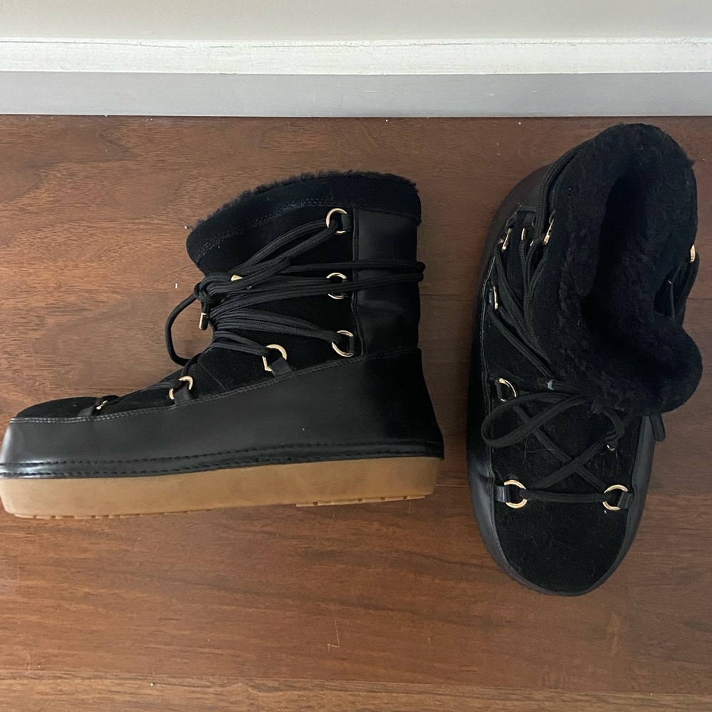 Zara snow moon boots black suede 36/37